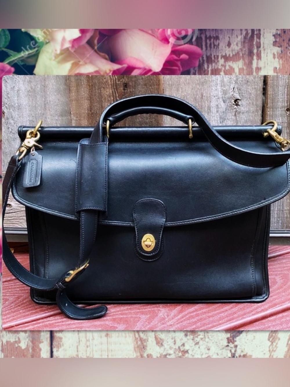 VINTAGE COACH BLACK BEEKMAN ITALIAN BRIEFCASE 5266